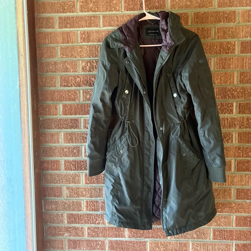 Lucky Brand Olive Green Utility Windbreaker Cinched Jacket Size Small - Picture 2 of 10